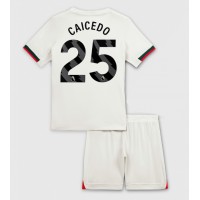 Otroški Nogometni dresi Chelsea Moises Caicedo #25 Gostujoči 2025-26 Kratek Rokav (+ Kratke hlače)